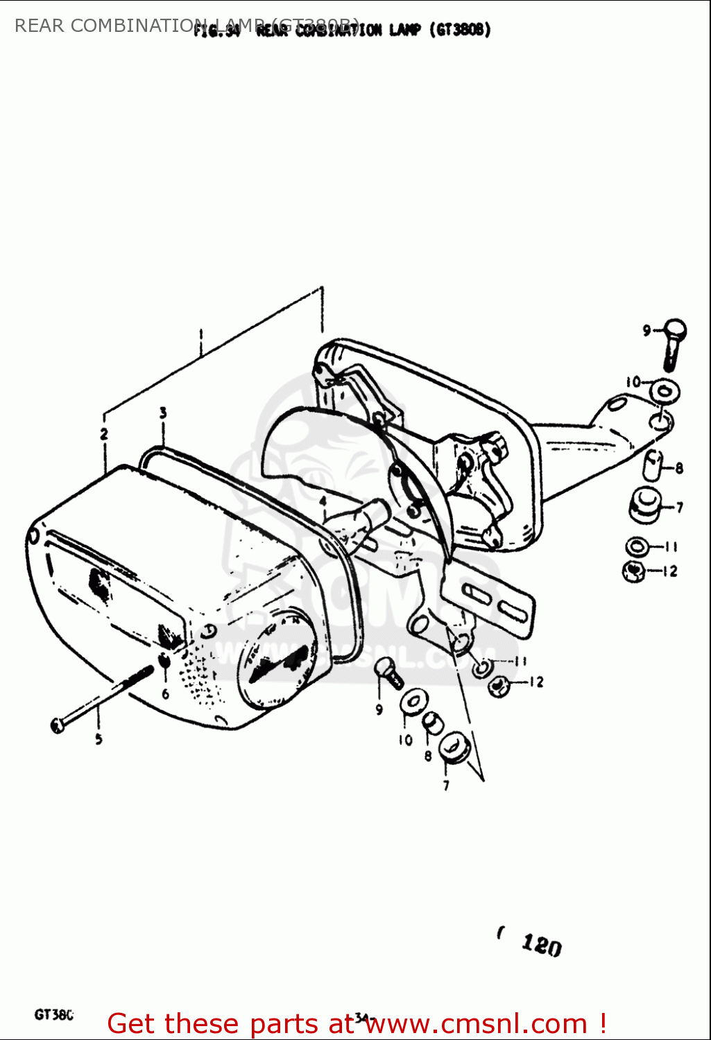 REAR COMBINATION LAMP (GT380B) GT380 1973 1974 1975 1976 1977 (K) (L) (M) (A) (B) USA (E03)