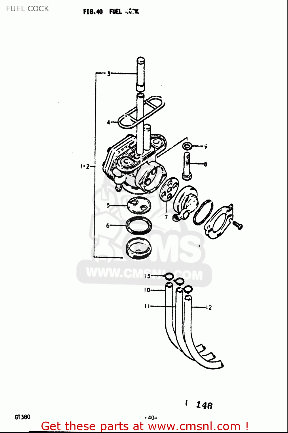 FUEL COCK GT380 1973 1974 1975 1976 1977 (K) (L) (M) (A) (B) USA (E03)