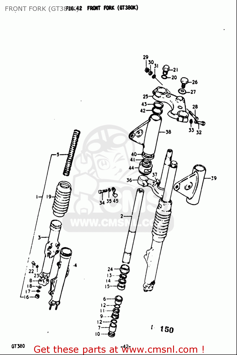 FRONT FORK (GT380K) GT380 1973 1974 1975 1976 1977 (K) (L) (M) (A) (B) USA (E03)