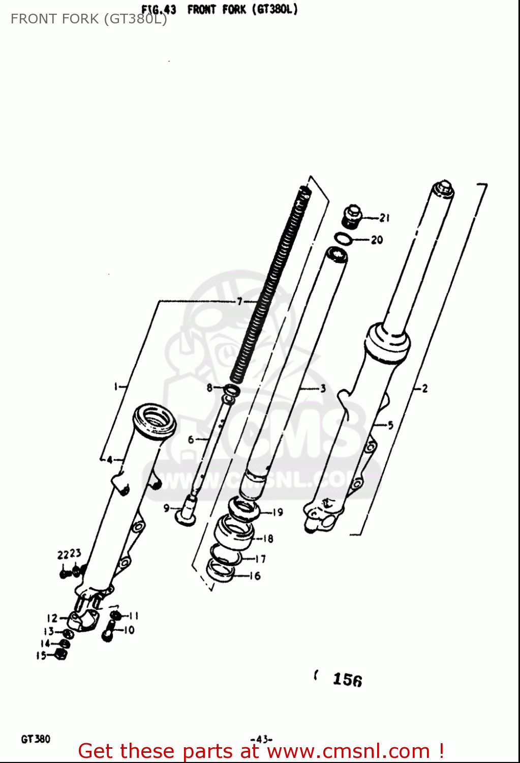 FRONT FORK (GT380L) GT380 1973 1974 1975 1976 1977 (K) (L) (M) (A) (B) USA (E03)