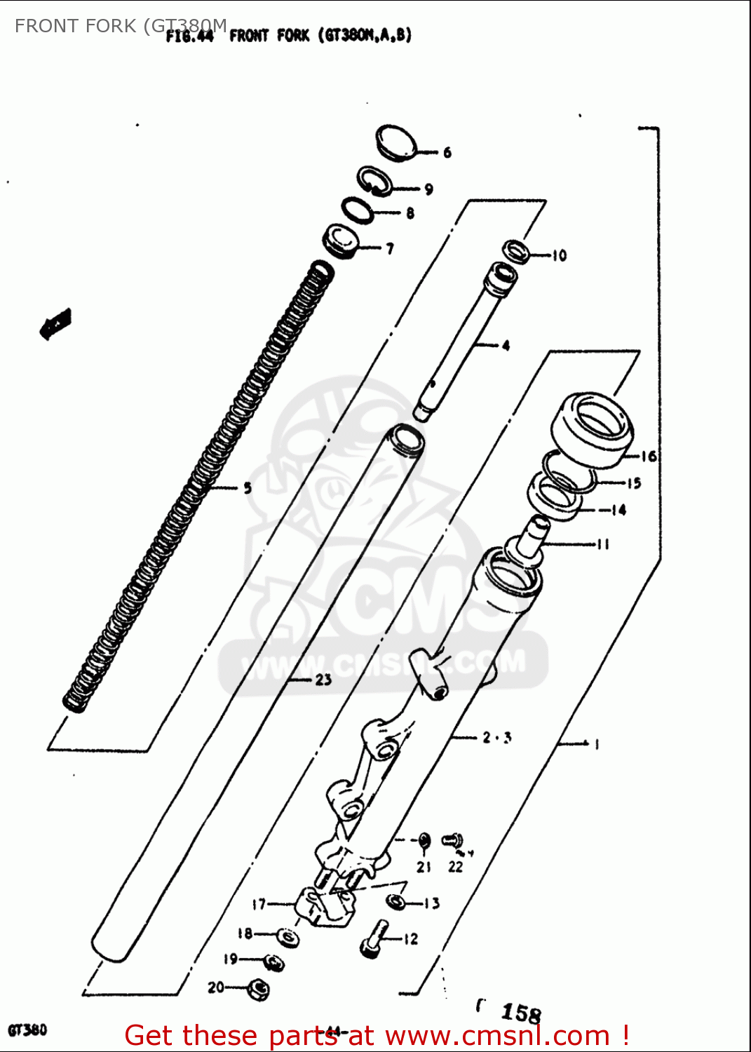FRONT FORK (GT380M GT380 1973 1974 1975 1976 1977 (K) (L) (M) (A) (B) USA (E03)