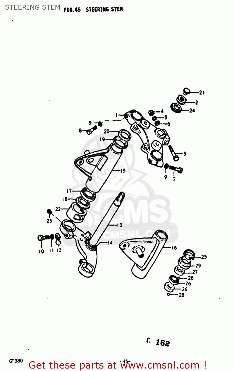 STEERING STEM GT380 1973 1974 1975 1976 1977 (K) (L) (M) (A) (B) USA (E03)