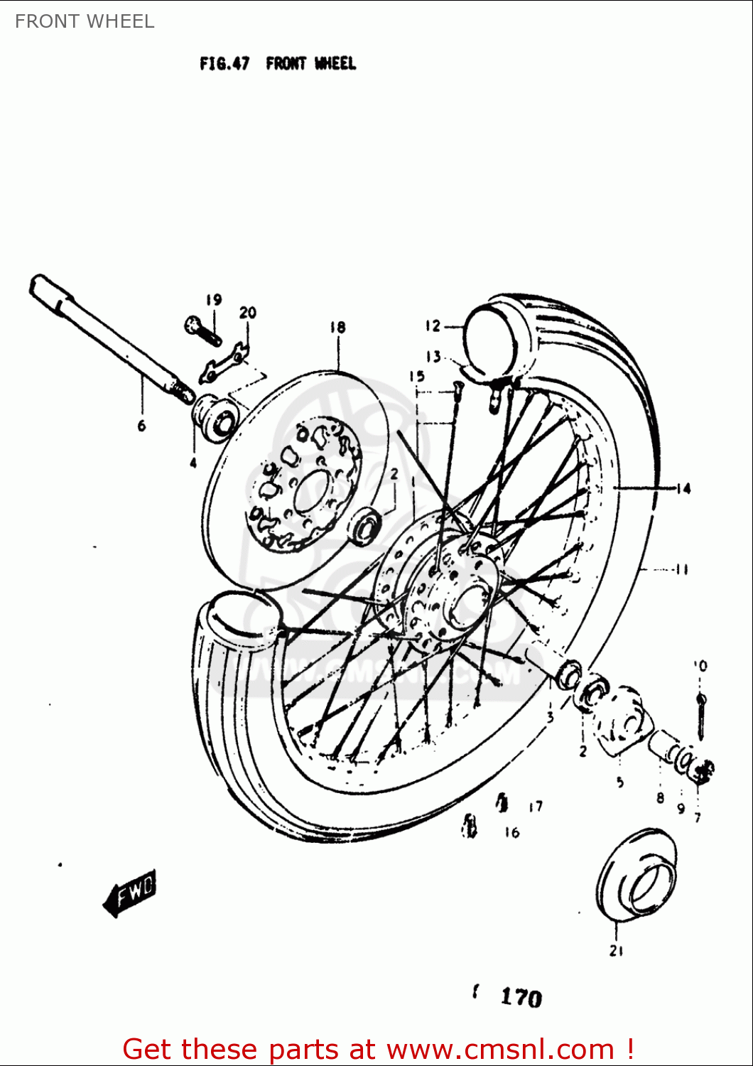 FRONT WHEEL GT380 1973 1974 1975 1976 1977 (K) (L) (M) (A) (B) USA (E03)