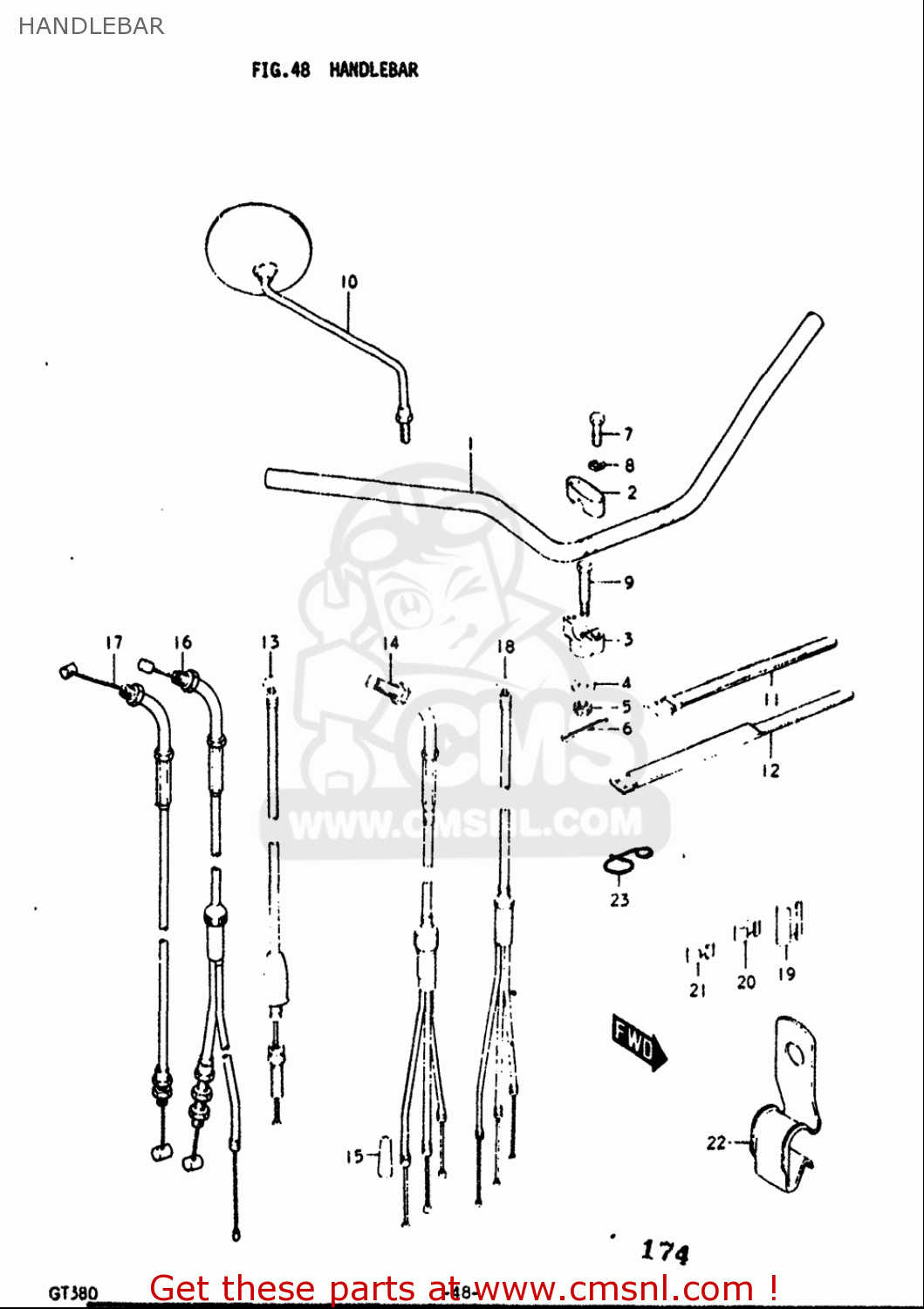 HANDLEBAR GT380 1973 1974 1975 1976 1977 (K) (L) (M) (A) (B) USA (E03)