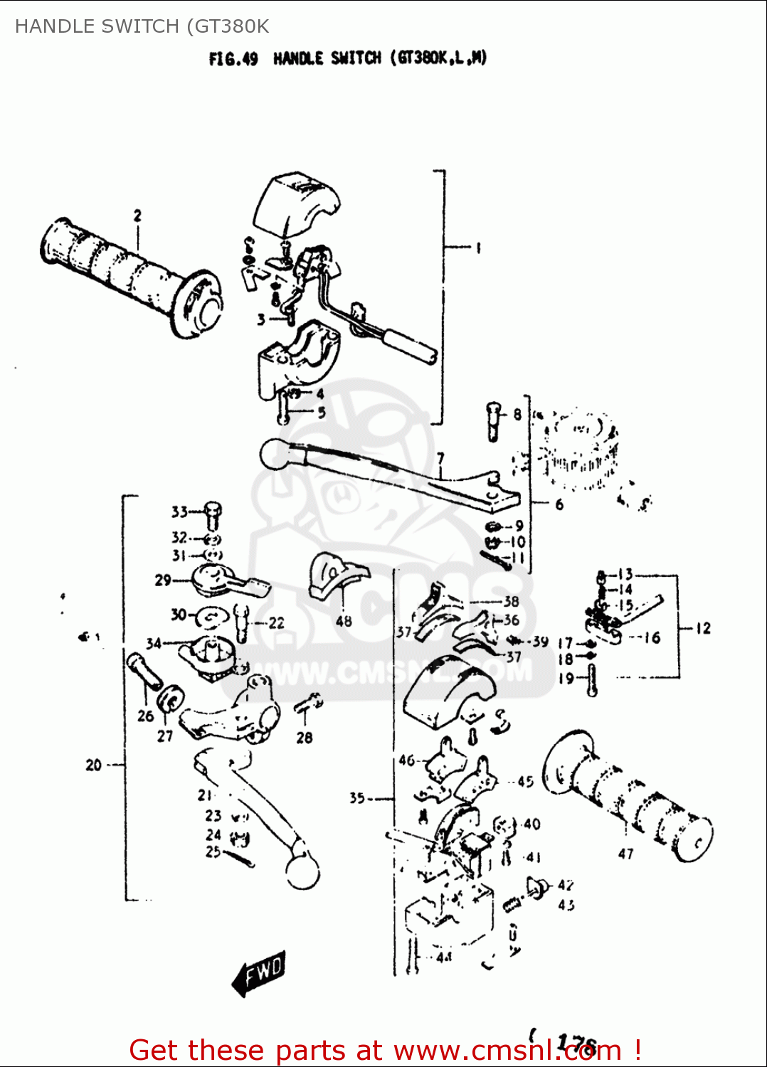 HANDLE SWITCH (GT380K GT380 1973 1974 1975 1976 1977 (K) (L) (M) (A) (B) USA (E03)