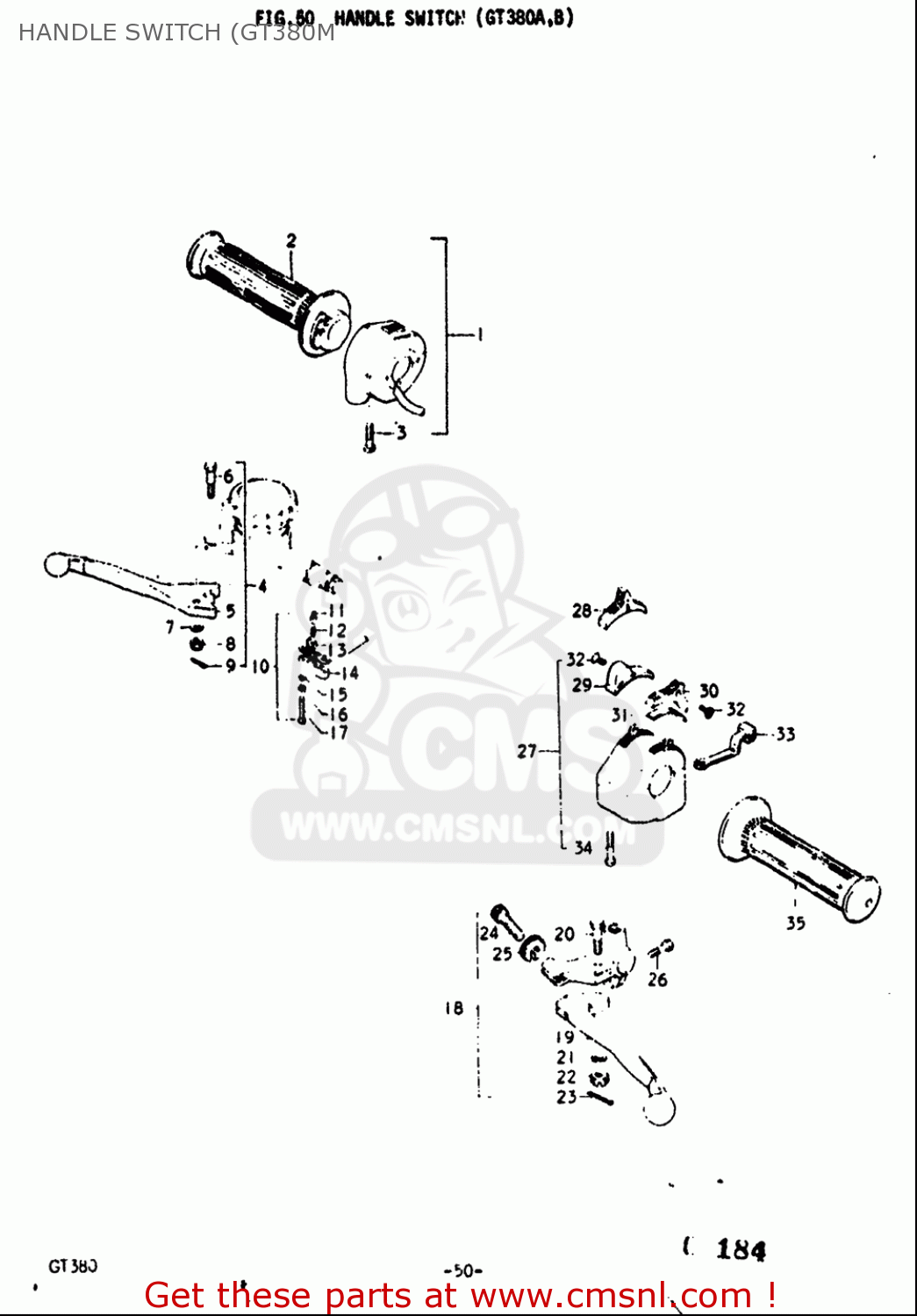 HANDLE SWITCH (GT380M GT380 1973 1974 1975 1976 1977 (K) (L) (M) (A) (B) USA (E03)