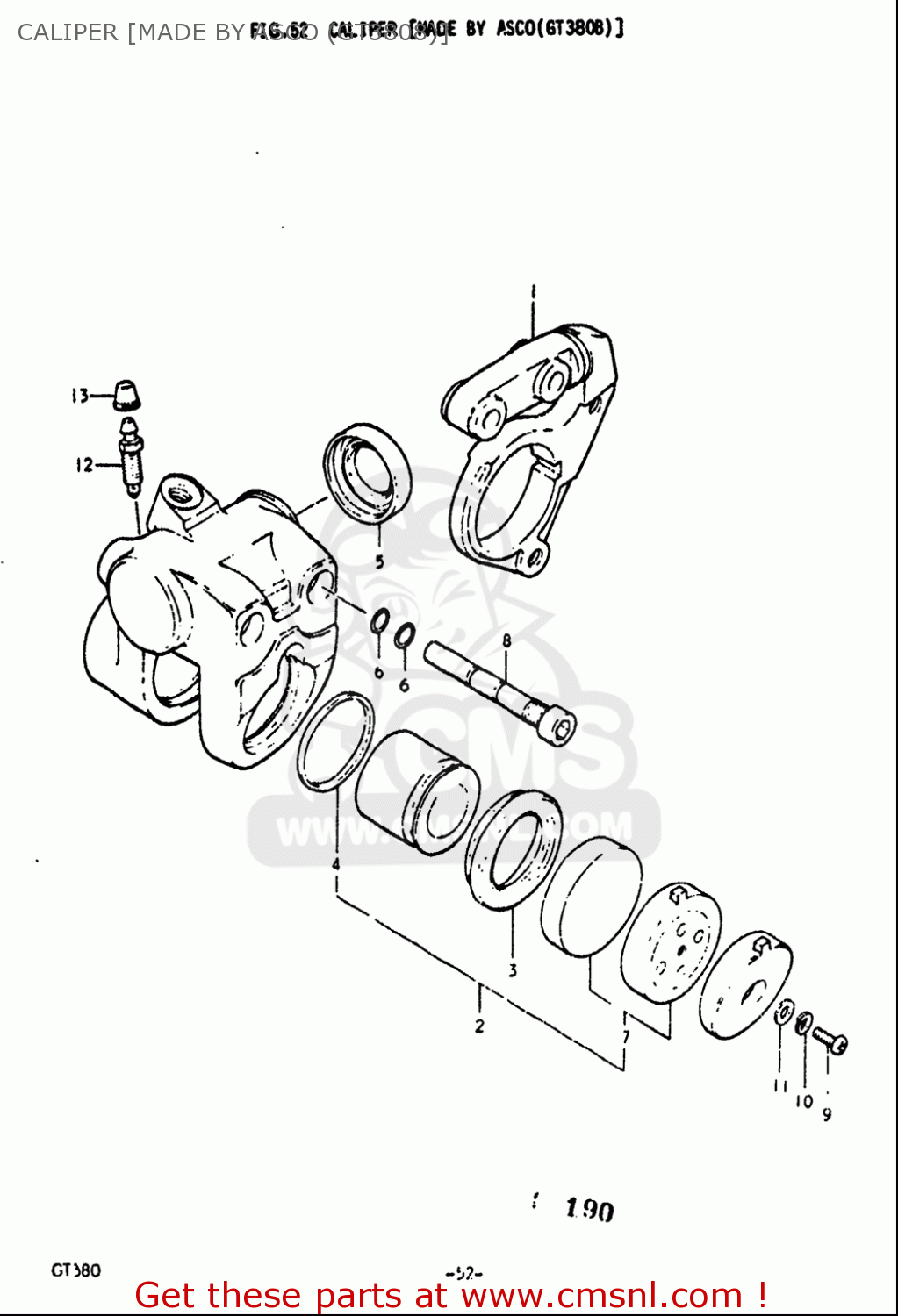 CALIPER [MADE BY ASCO (GT3808)] GT380 1973 1974 1975 1976 1977 (K) (L) (M) (A) (B) USA (E03)
