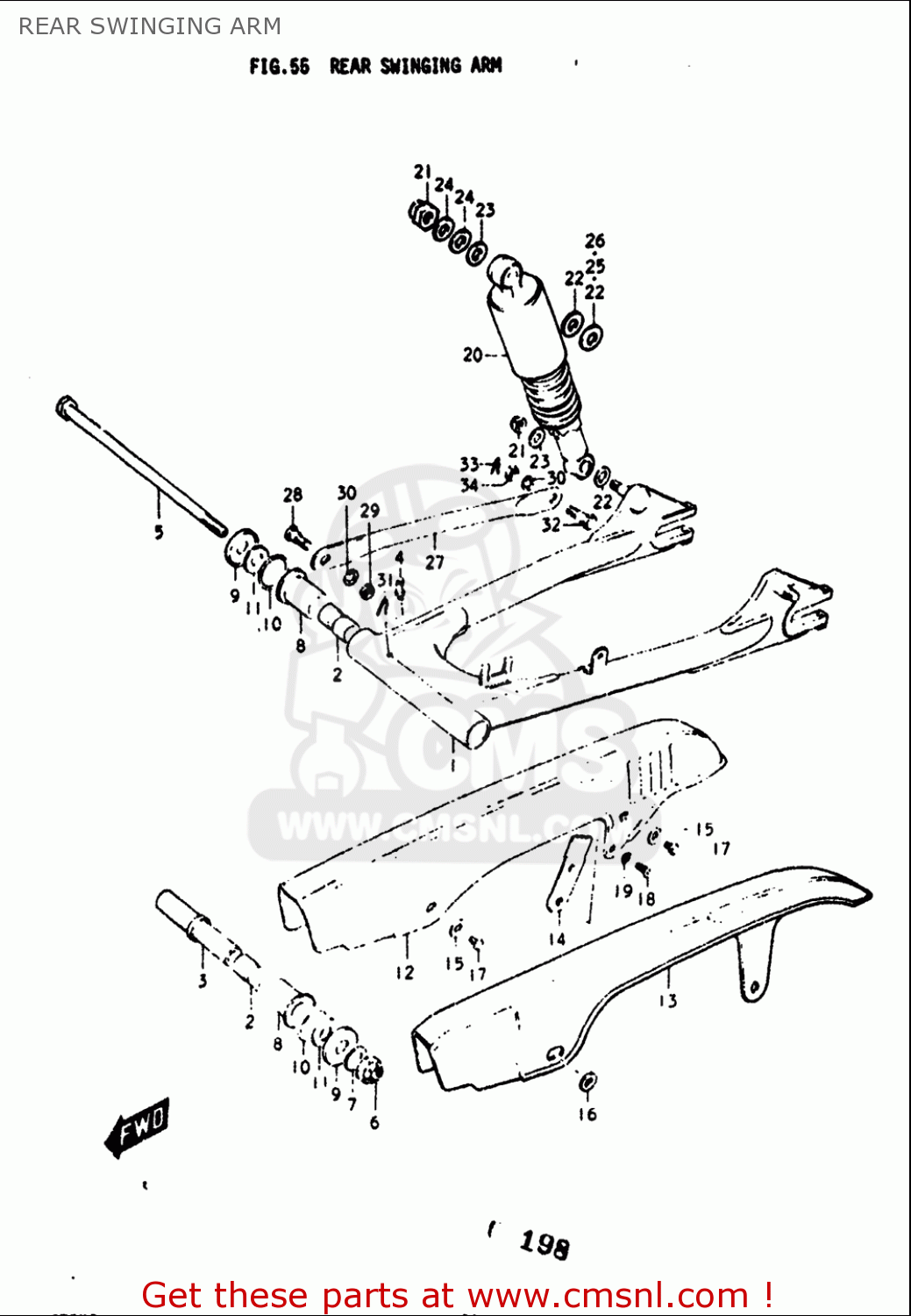 REAR SWINGING ARM GT380 1973 1974 1975 1976 1977 (K) (L) (M) (A) (B) USA (E03)