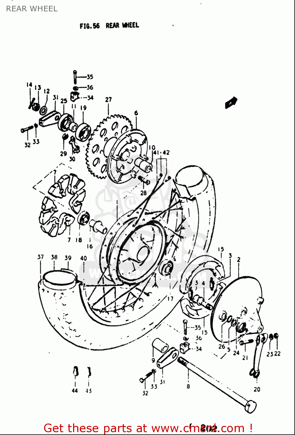 REAR WHEEL GT380 1973 1974 1975 1976 1977 (K) (L) (M) (A) (B) USA (E03)