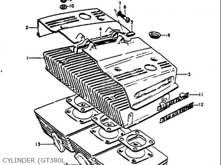 CYLINDER (GT380L - GT380 1973 1974 1975 1976 1977 (K) (L) (M) (A) (B) USA (E03)