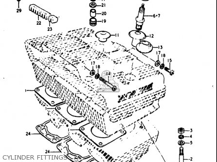 CYLINDER FITTINGS - GT380 1973 1974 1975 1976 1977 (K) (L) (M) (A) (B) USA (E03)