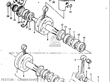 PISTON - CRANKSHAFT - GT380 1973 1974 1975 1976 1977 (K) (L) (M) (A) (B) USA (E03)