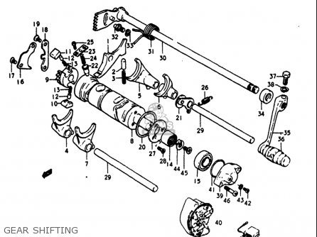 GEAR SHIFTING - GT380 1973 1974 1975 1976 1977 (K) (L) (M) (A) (B) USA (E03)