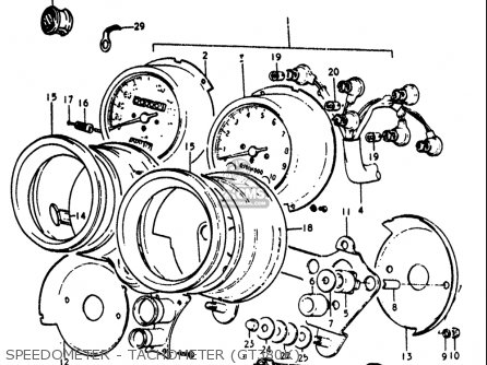 SPEEDOMETER - TACHOMETER (GT380K) - GT380 1973 1974 1975 1976 1977 (K) (L) (M) (A) (B) USA (E03)