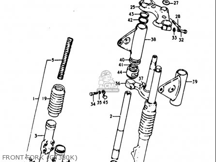 FRONT FORK (GT380K) - GT380 1973 1974 1975 1976 1977 (K) (L) (M) (A) (B) USA (E03)