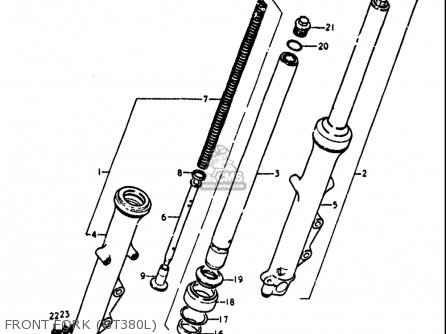 FRONT FORK (GT380L) - GT380 1973 1974 1975 1976 1977 (K) (L) (M) (A) (B) USA (E03)
