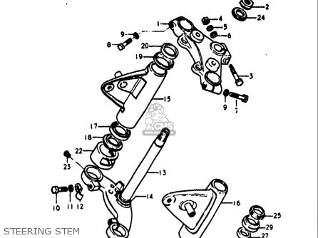 STEERING STEM - GT380 1973 1974 1975 1976 1977 (K) (L) (M) (A) (B) USA (E03)