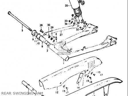 REAR SWINGING ARM - GT380 1973 1974 1975 1976 1977 (K) (L) (M) (A) (B) USA (E03)