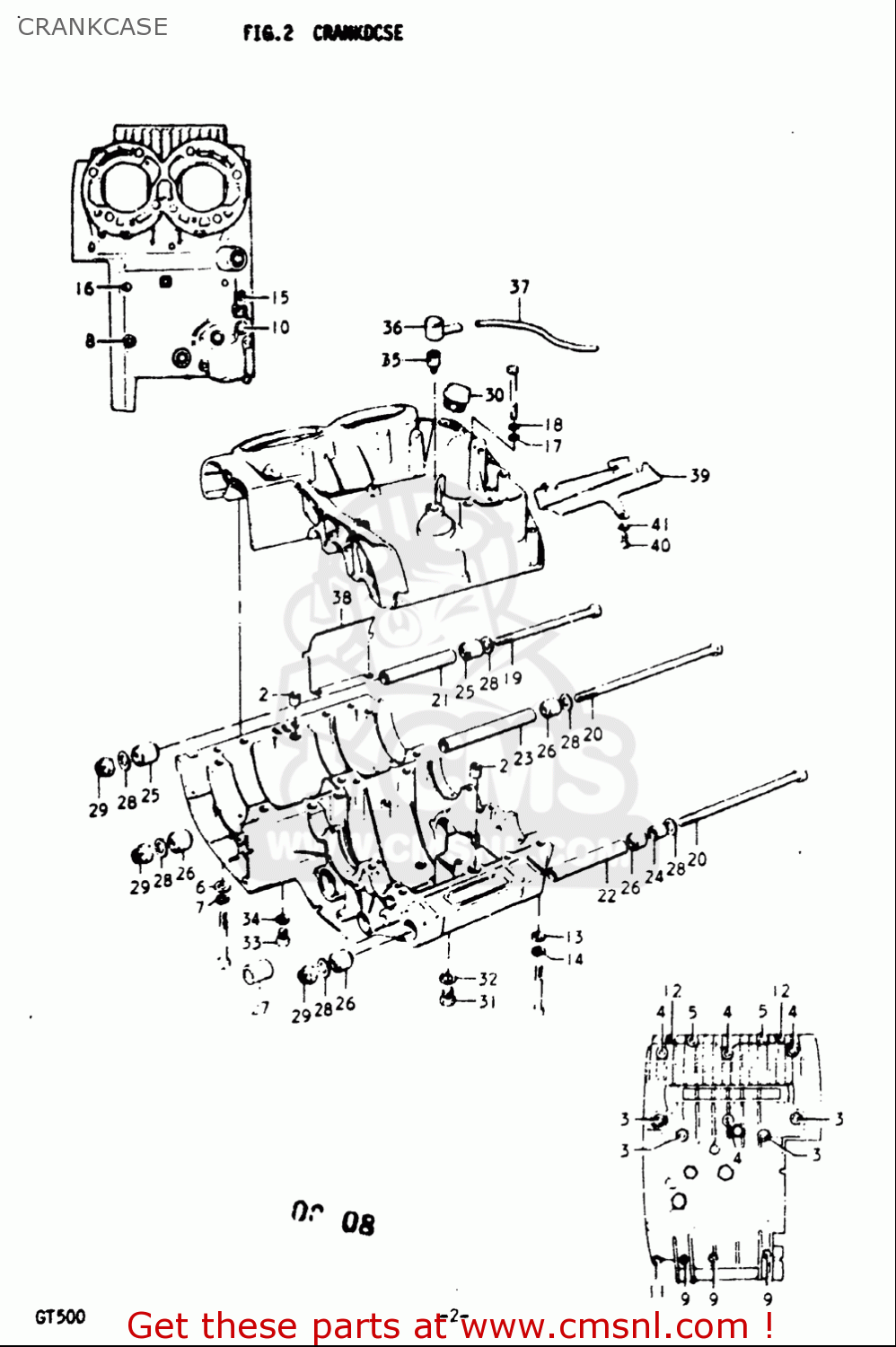 CRANKCASE GT500 1976 1977 (A) (B) USA (E03)