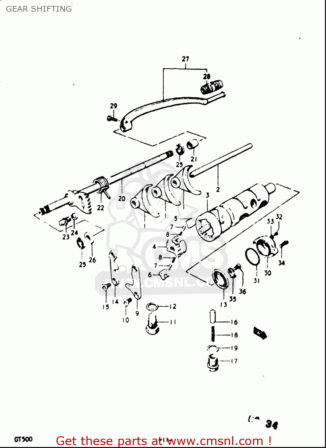 GEAR SHIFTING GT500 1976 1977 (A) (B) USA (E03)