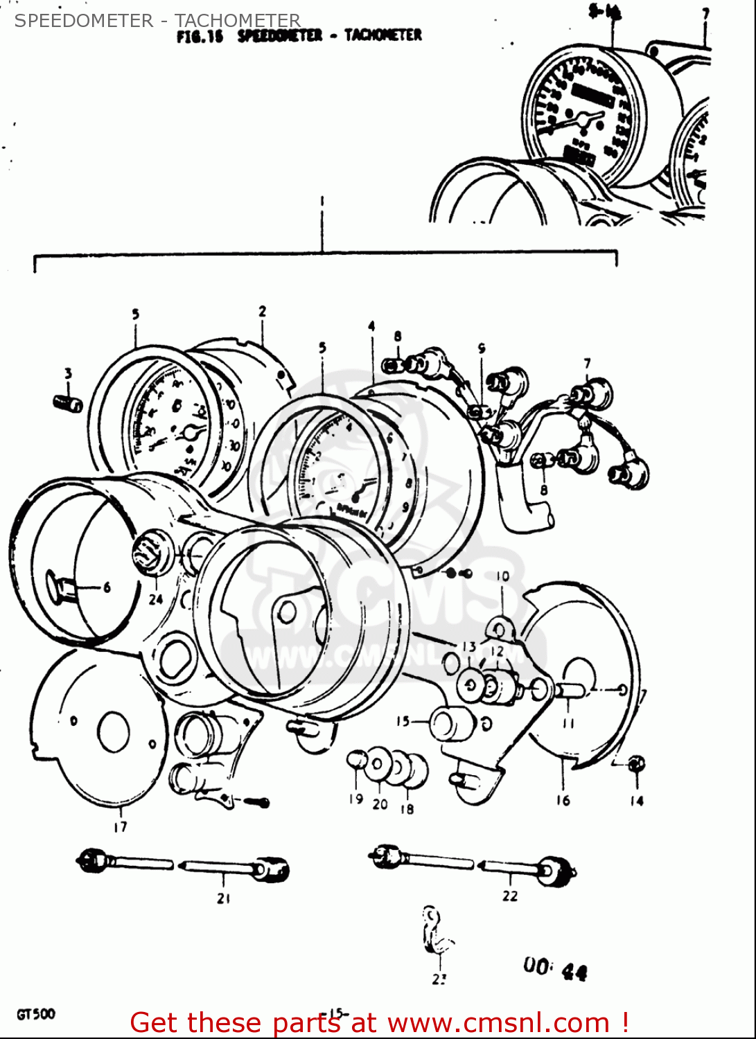 SPEEDOMETER - TACHOMETER GT500 1976 1977 (A) (B) USA (E03)