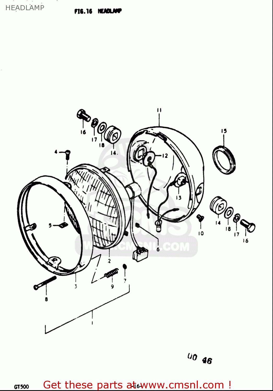 HEADLAMP GT500 1976 1977 (A) (B) USA (E03)