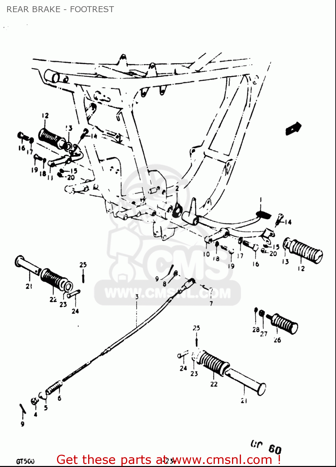 REAR BRAKE - FOOTREST GT500 1976 1977 (A) (B) USA (E03)