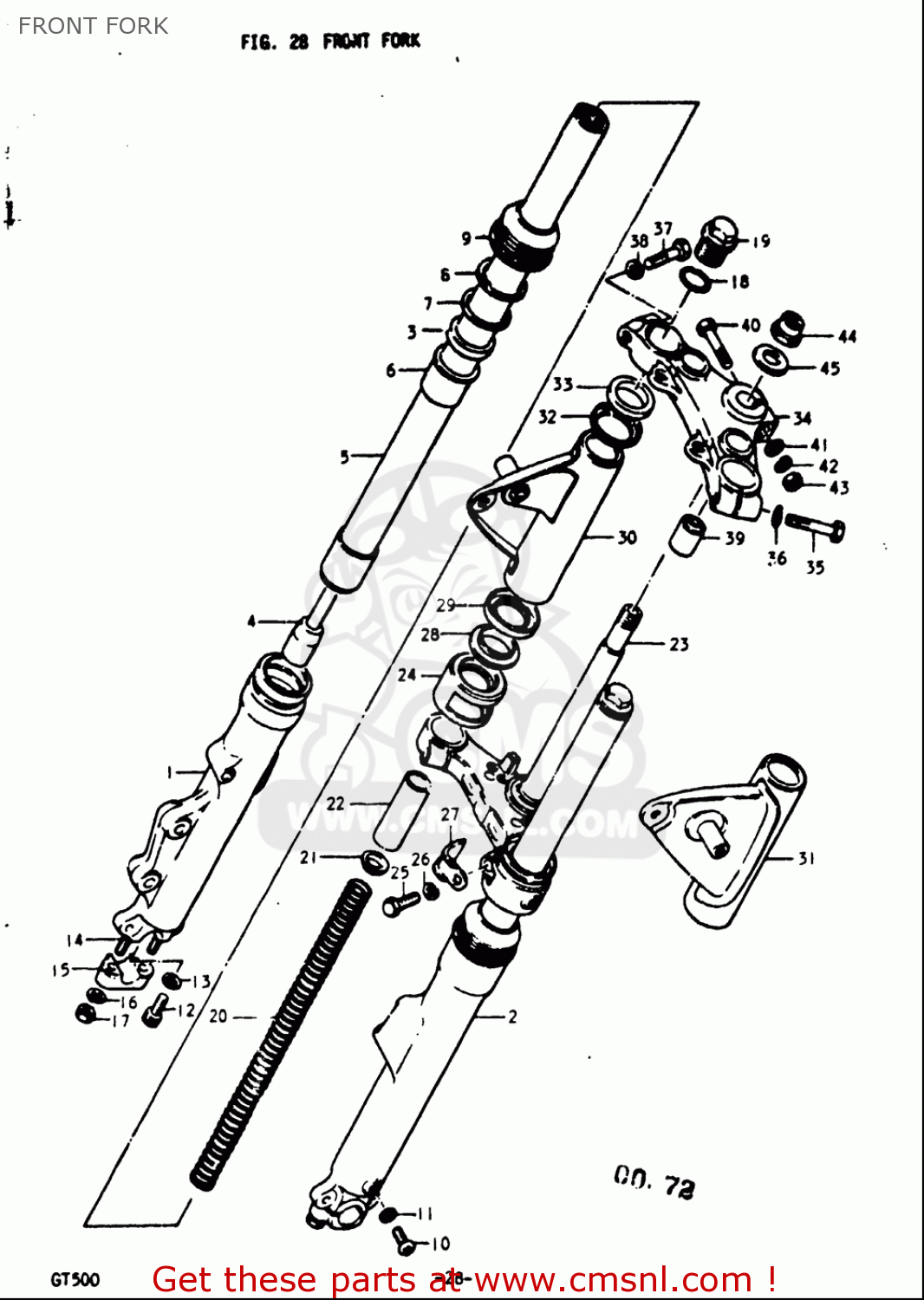 FRONT FORK GT500 1976 1977 (A) (B) USA (E03)