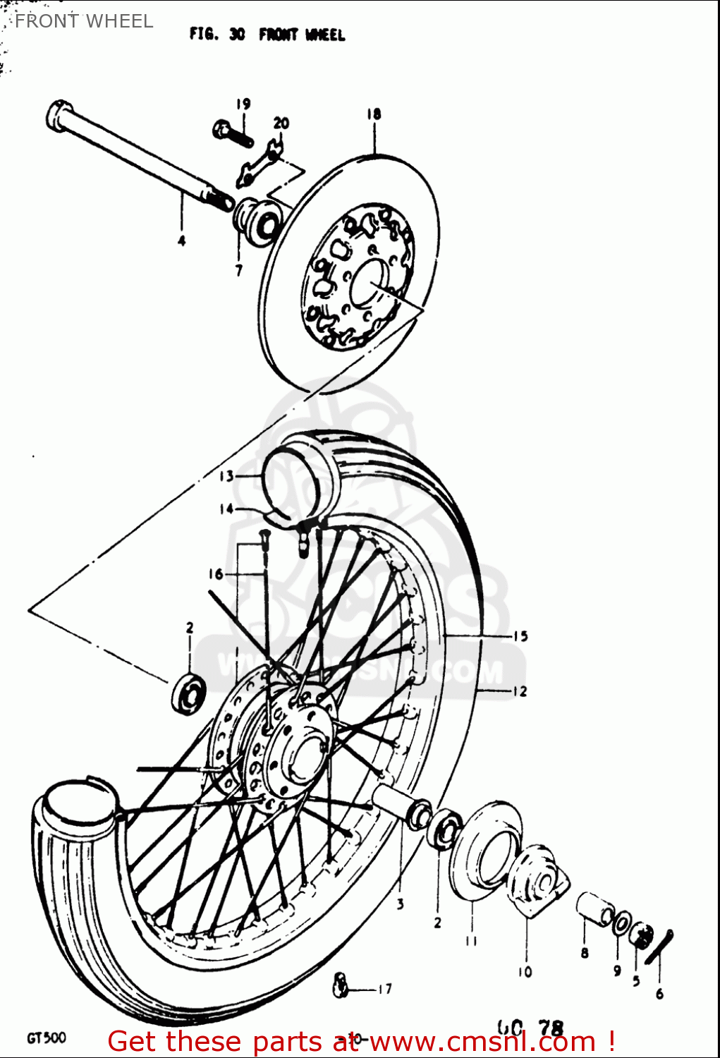 FRONT WHEEL GT500 1976 1977 (A) (B) USA (E03)