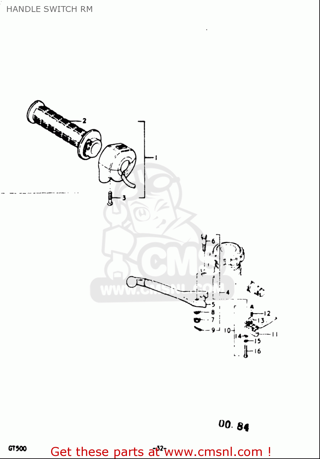 HANDLE SWITCH RM GT500 1976 1977 (A) (B) USA (E03)