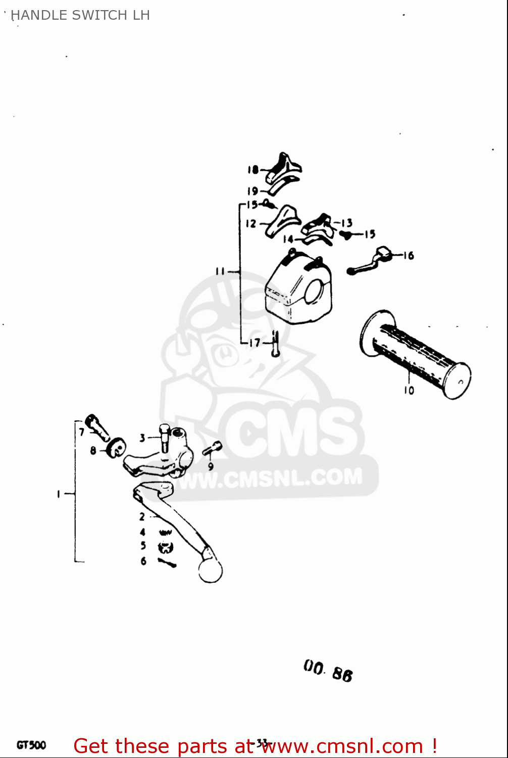 HANDLE SWITCH LH GT500 1976 1977 (A) (B) USA (E03)