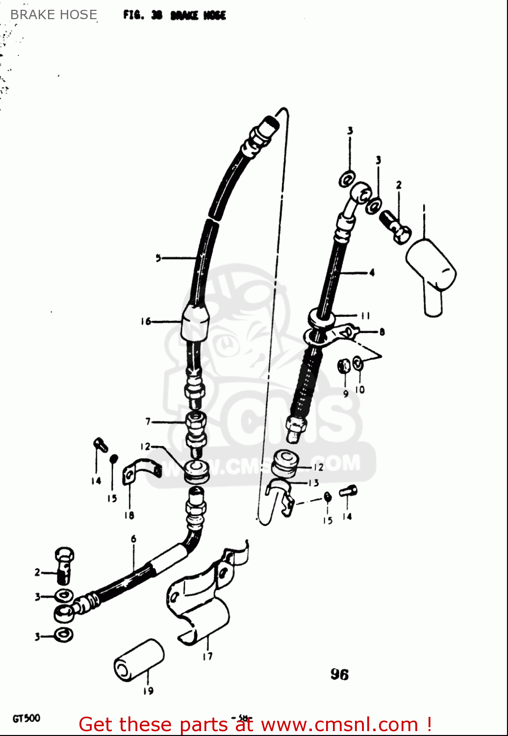 BRAKE HOSE GT500 1976 1977 (A) (B) USA (E03)