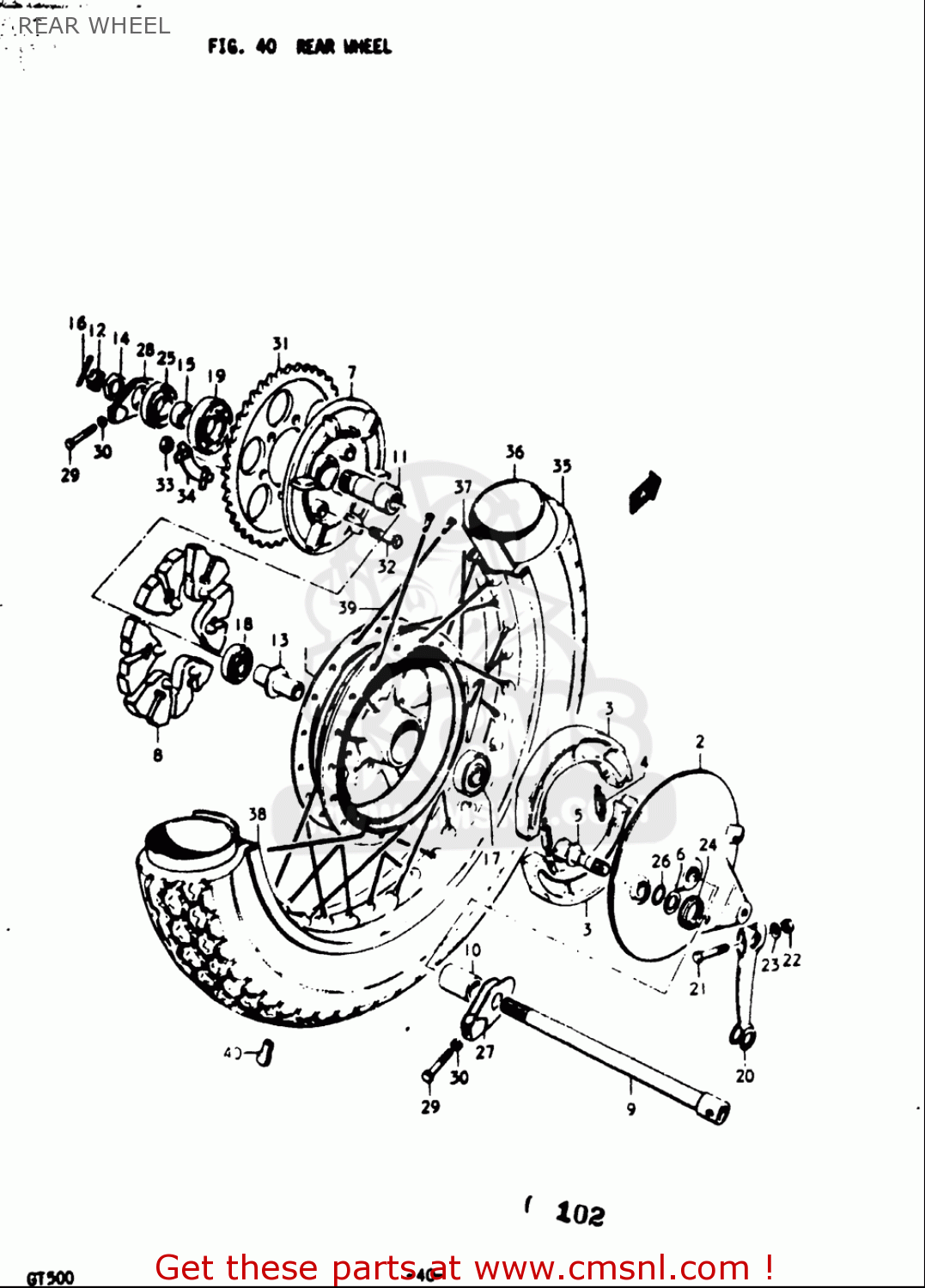 REAR WHEEL GT500 1976 1977 (A) (B) USA (E03)