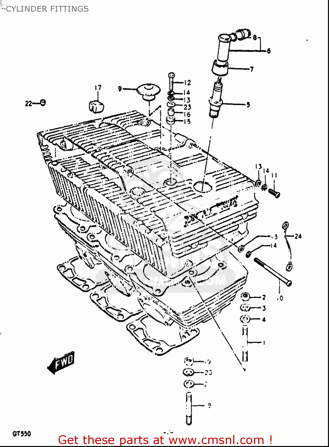 Suzuki GT550 1972 (J) USA (E03) CYLINDER FITTINGS - buy original ...