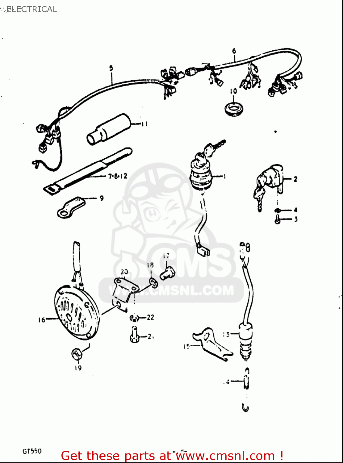 Suzuki GT550 1972 (J) USA (E03) ELECTRICAL - buy original ELECTRICAL ...