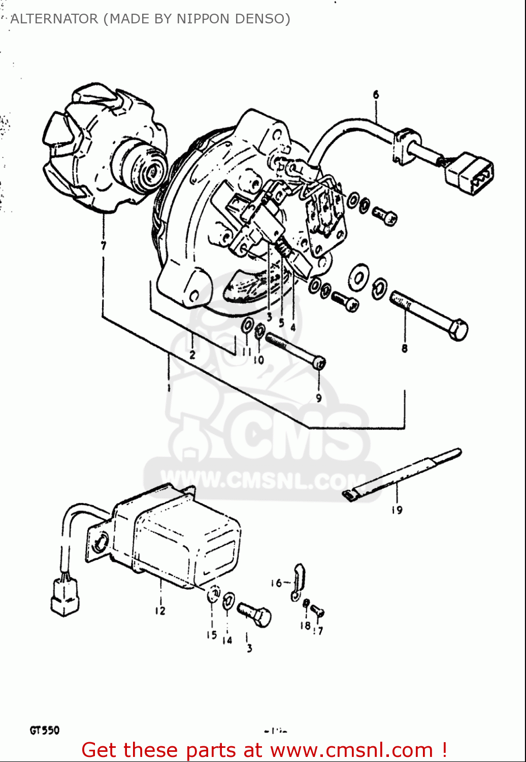 ALTERNATOR (MADE BY NIPPON DENSO) GT550 1972 (J) USA (E03)