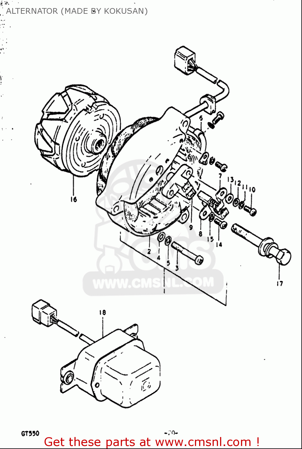 ALTERNATOR (MADE BY KOKUSAN) GT550 1972 (J) USA (E03)