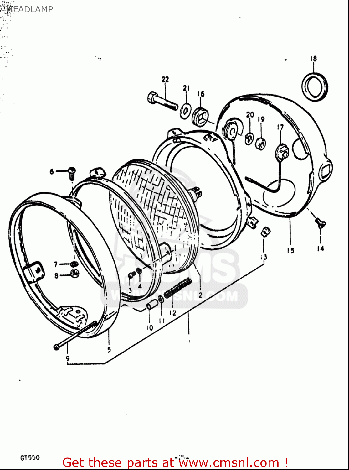 HEADLAMP GT550 1972 (J) USA (E03)