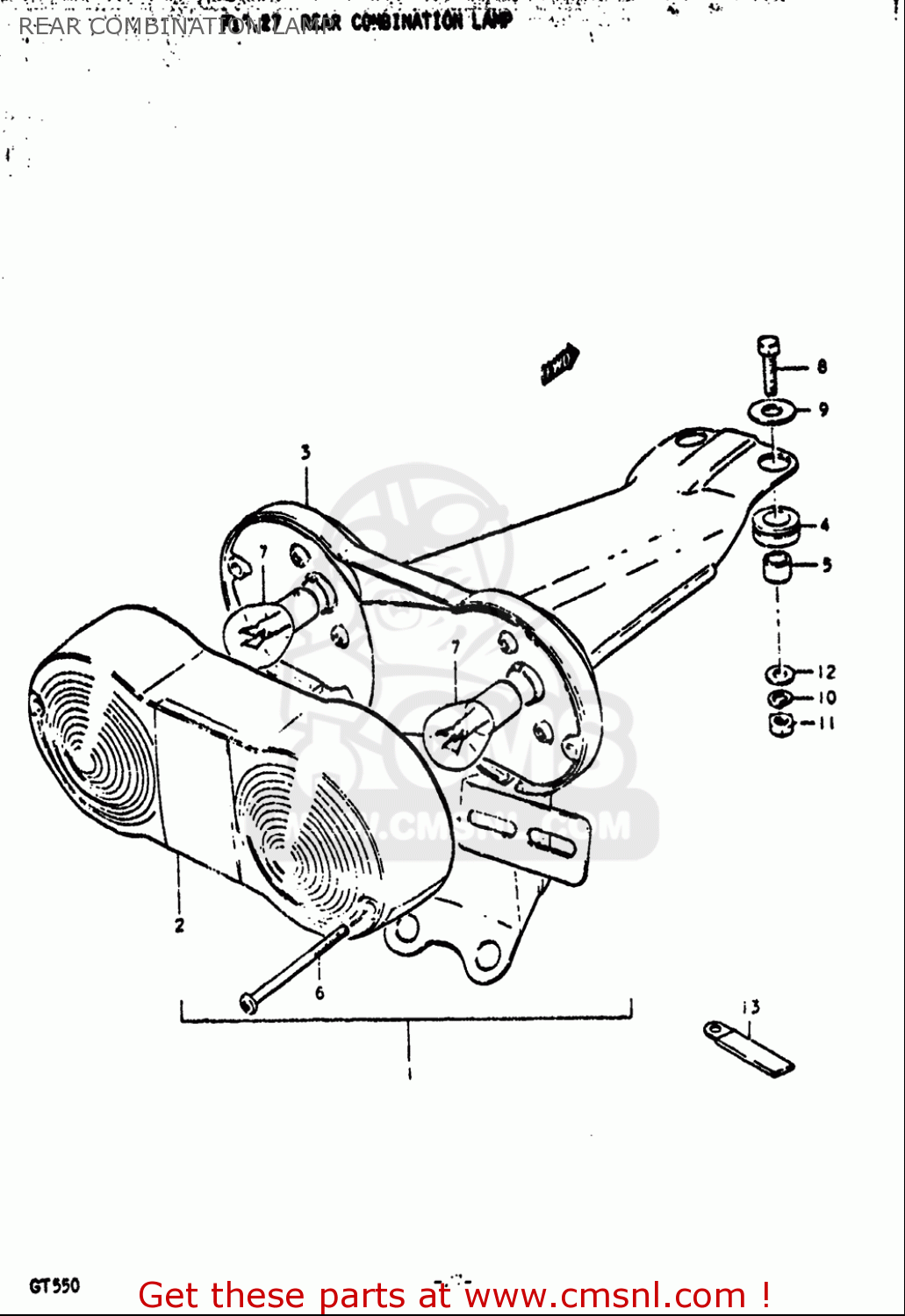 REAR COMBINATION LAMP GT550 1972 (J) USA (E03)