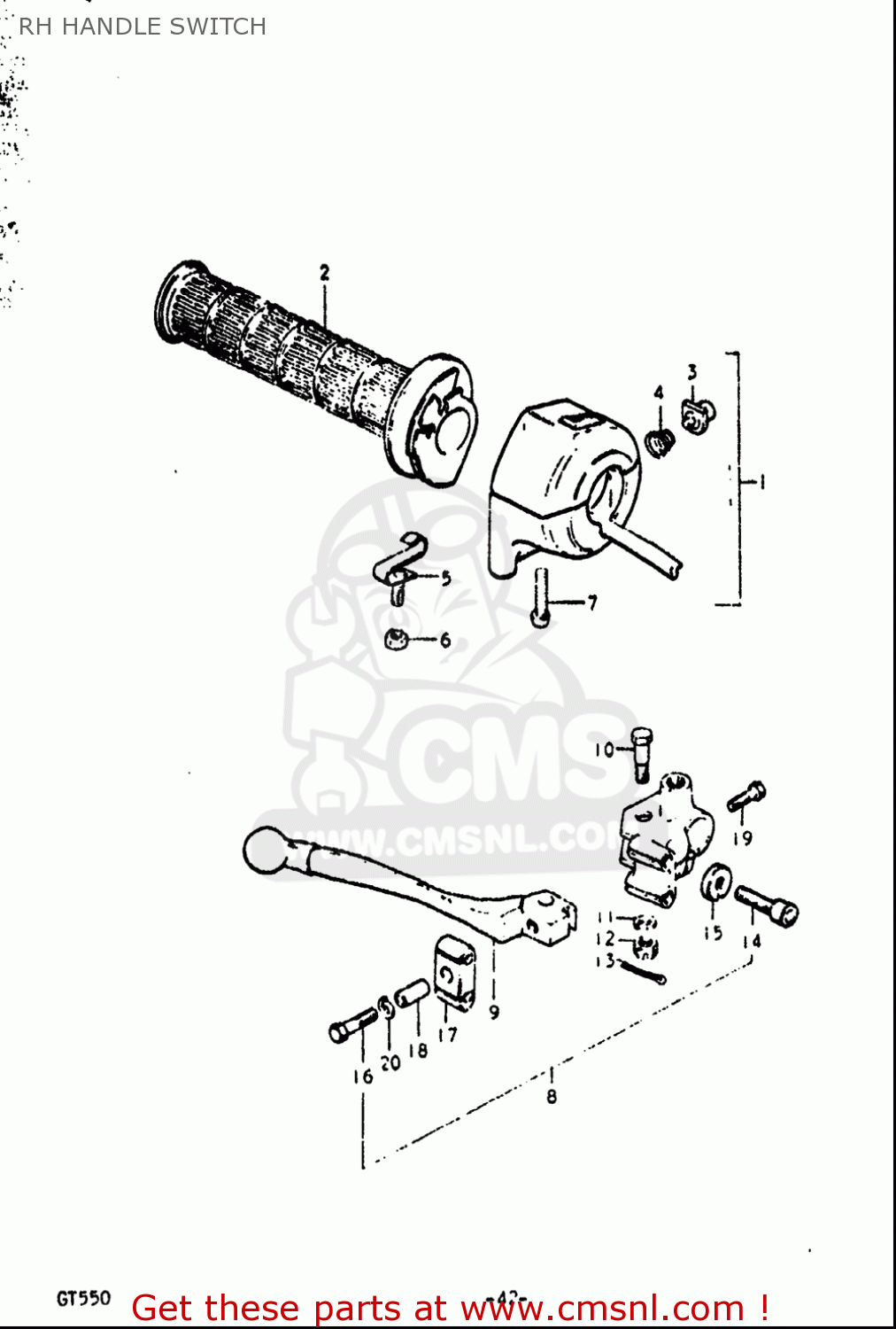RH HANDLE SWITCH GT550 1972 (J) USA (E03)