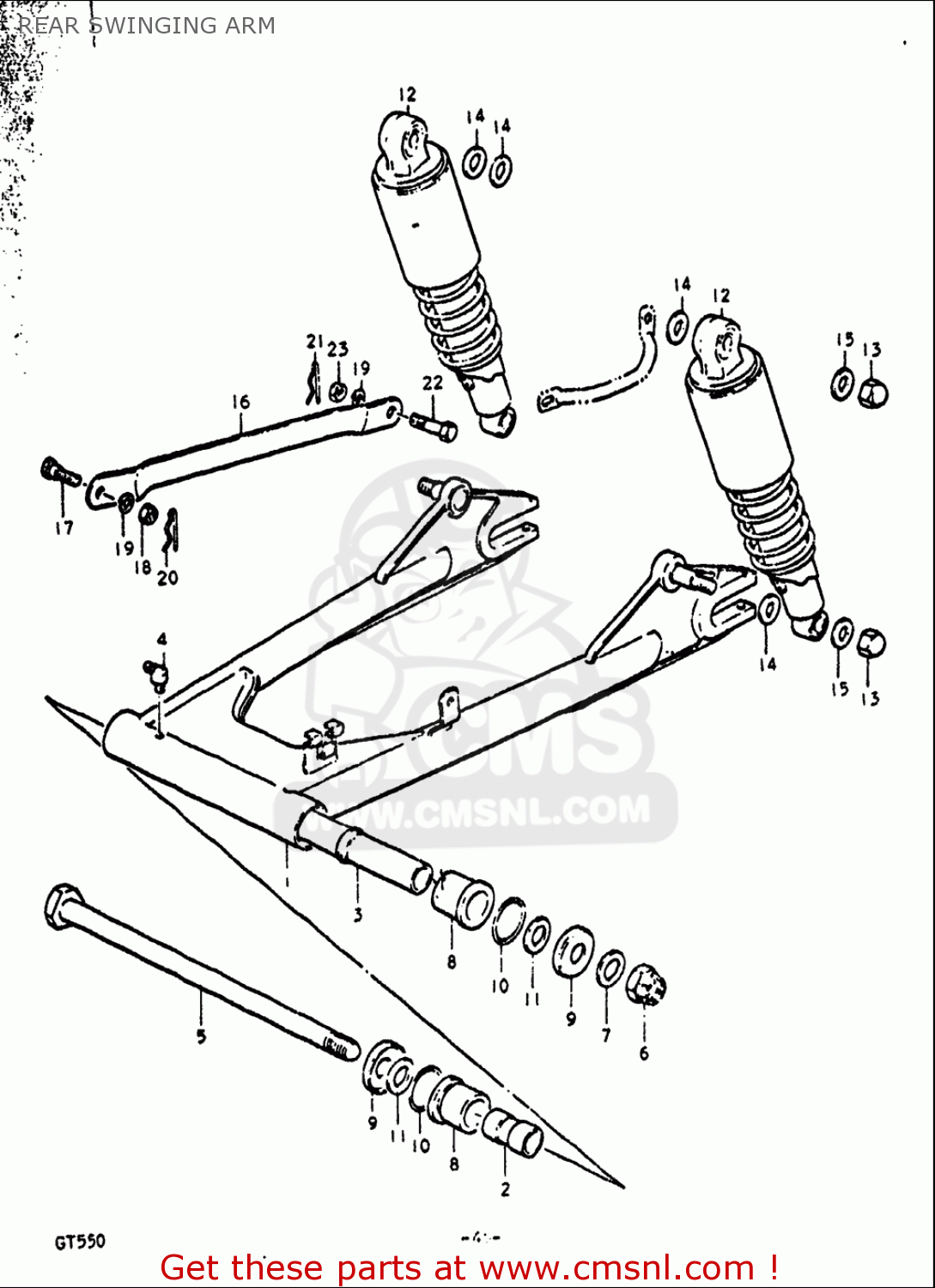 REAR SWINGING ARM GT550 1972 (J) USA (E03)