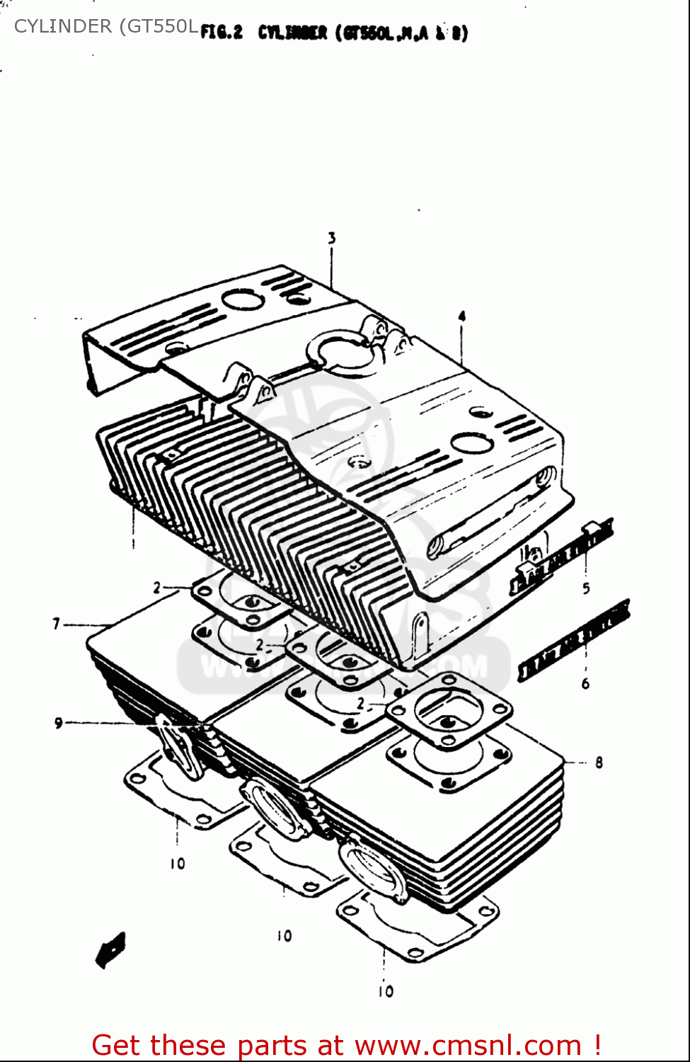 CYLINDER (GT550L GT550 1973 1974 1975 1976 1977 (K) (L) (M) (A) (B) USA (E03)