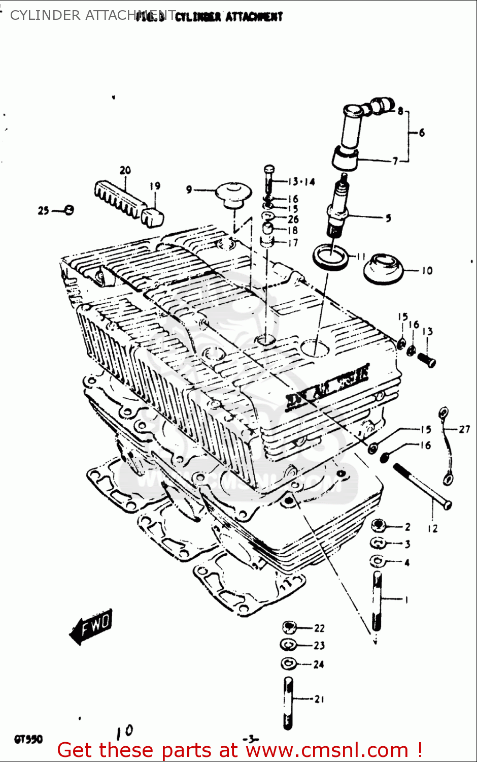 CYLINDER ATTACHMENT GT550 1973 1974 1975 1976 1977 (K) (L) (M) (A) (B) USA (E03)