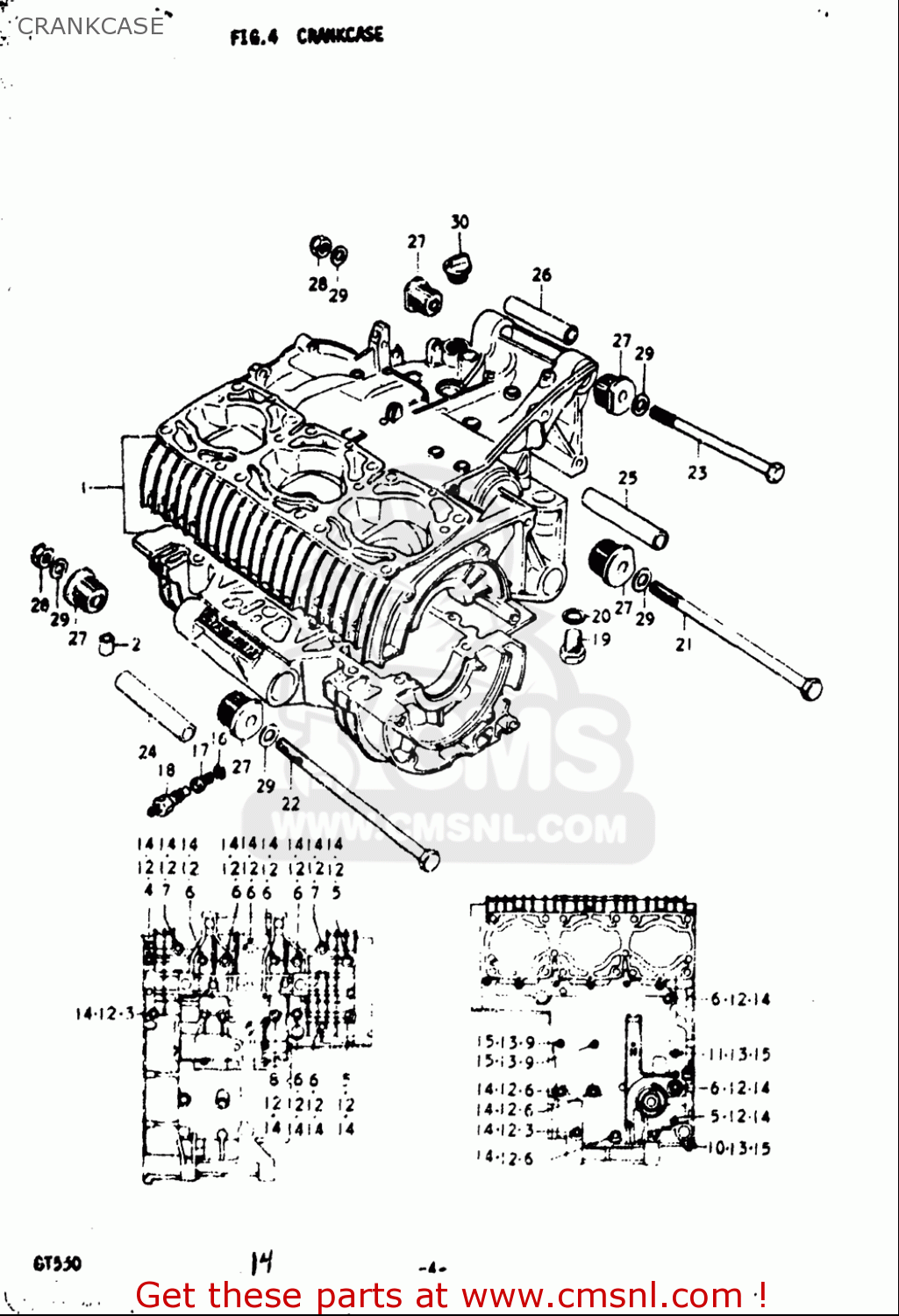 CRANKCASE GT550 1973 1974 1975 1976 1977 (K) (L) (M) (A) (B) USA (E03)