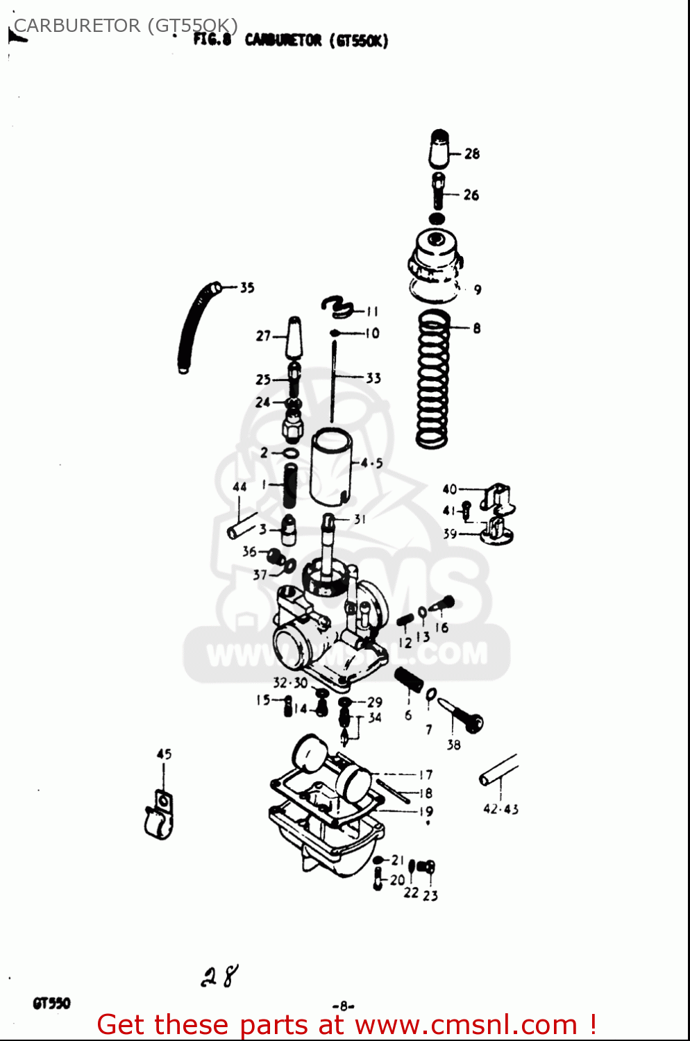 CARBURETOR (GT55OK) GT550 1973 1974 1975 1976 1977 (K) (L) (M) (A) (B) USA (E03)