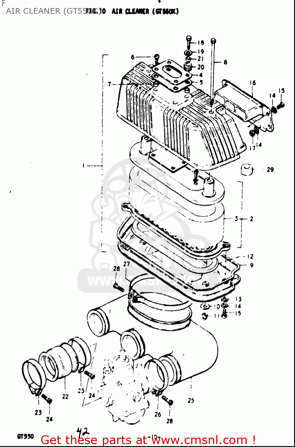 AIR CLEANER (GT550K) GT550 1973 1974 1975 1976 1977 (K) (L) (M) (A) (B) USA (E03)