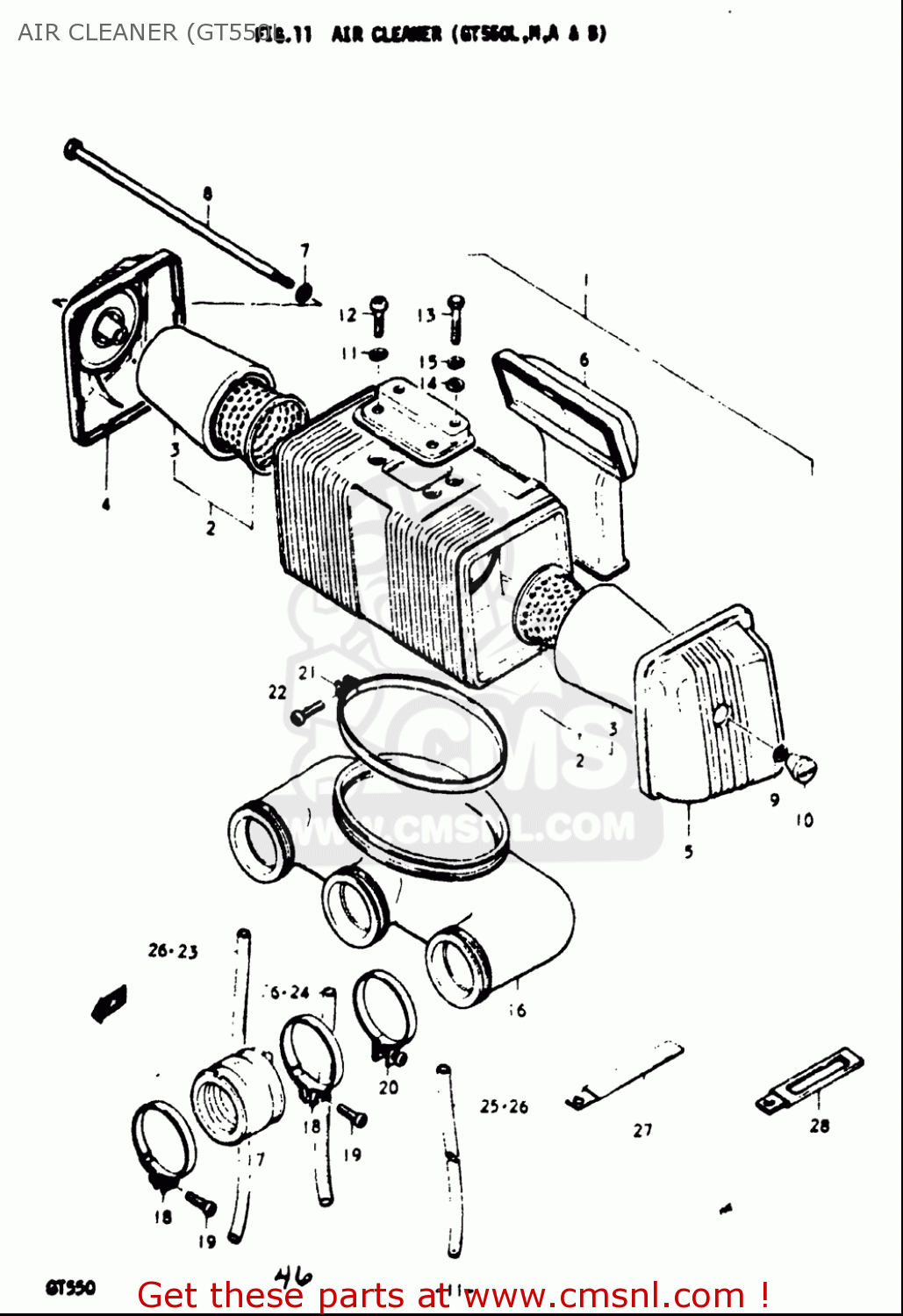 AIR CLEANER (GT550L GT550 1973 1974 1975 1976 1977 (K) (L) (M) (A) (B) USA (E03)
