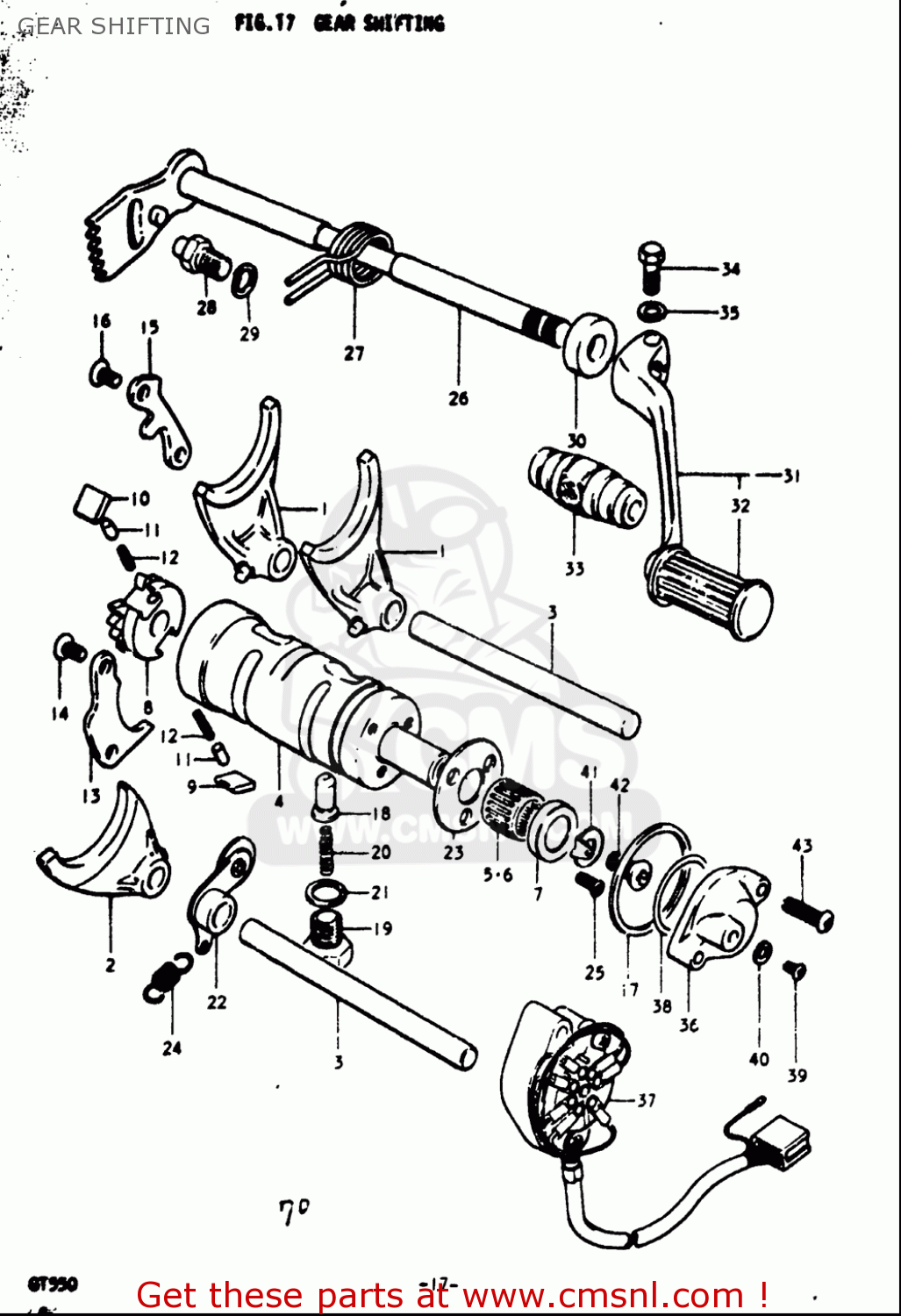 GEAR SHIFTING GT550 1973 1974 1975 1976 1977 (K) (L) (M) (A) (B) USA (E03)