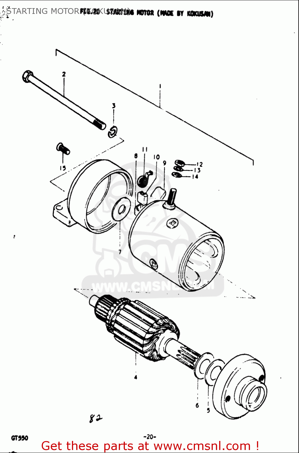 STARTING MOTOR (KOKUSAN) GT550 1973 1974 1975 1976 1977 (K) (L) (M) (A) (B) USA (E03)