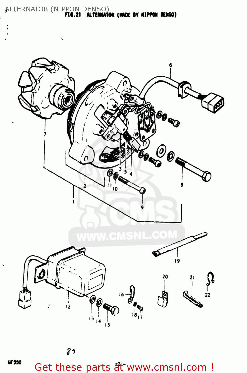 ALTERNATOR (NIPPON DENSO) GT550 1973 1974 1975 1976 1977 (K) (L) (M) (A) (B) USA (E03)